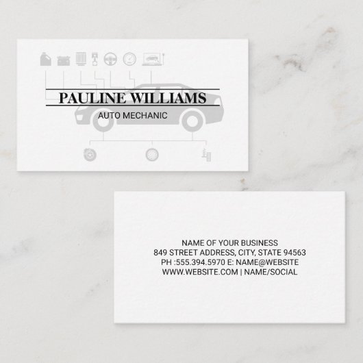 整備士 | 技術者 | 自動図表 名刺 (正面/裏面)