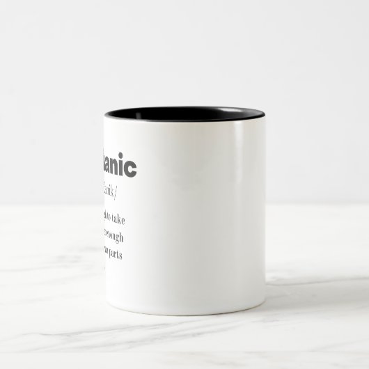 整備士。私は機械ミスおもしろいスペルを修正 ツートーンマグカップ (中央)