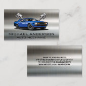 整備士 |自動修復ロゴ |ピストン | Muscle Car 名刺 (正面/裏面)