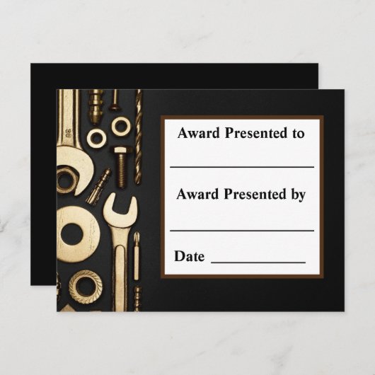 整備士。表彰証明書 案内状 (正面/裏面)