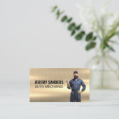 整備士 | 金ゴールド金属 | 自動サービス 名刺 (スタンド正面)