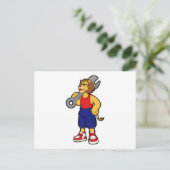 整備道具を持ったメカニックのライオン ポストカード (スタンド正面)