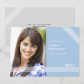 整列した1枚の写真を使った卒業おめでとうのご案内 招待状 (正面/裏面)