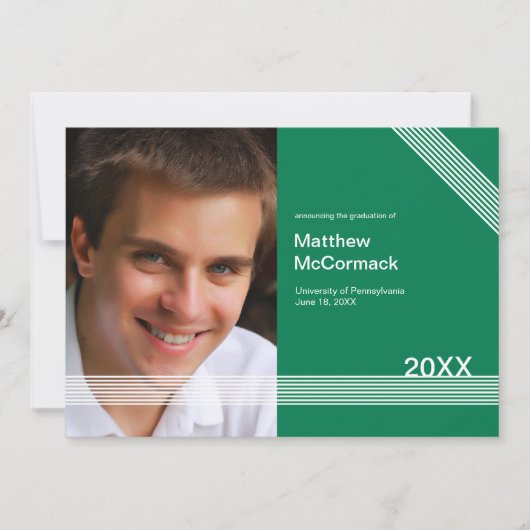 整列した1枚の写真を使った卒業発表 招待状 (正面)