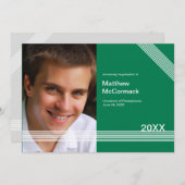 整列した1枚の写真を使った卒業発表 招待状 (正面/裏面)