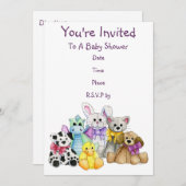 整列のベビーシャワーの招待状 招待状 (正面/裏面)