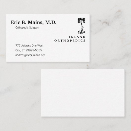 整形外科の外科医の曲がった木 名刺 (正面/裏面)