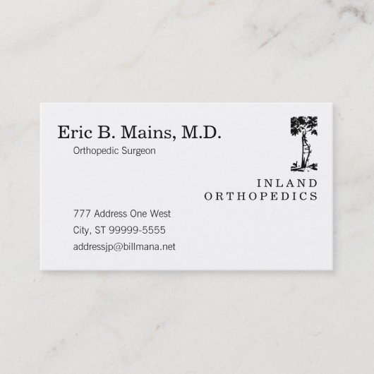 整形外科の外科医の曲がった木 名刺 (正面)