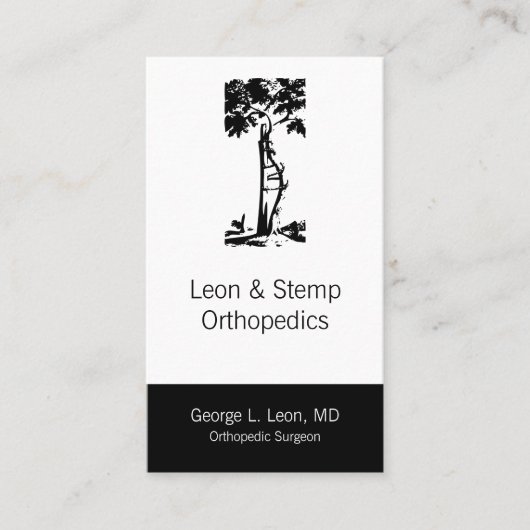 整形外科の曲がった木の記号 名刺 (正面)