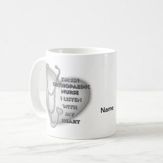 整形外科ナースグレイハート名前をカスタムする コーヒーマグカップ (正面左)