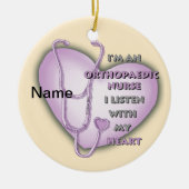 整形外科ナースパープルハート セラミックオーナメント (正面)