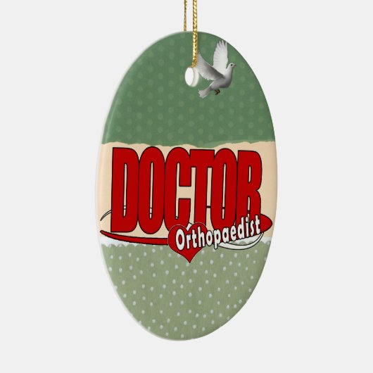 整形外科医のロゴの大きく赤い医者 セラミックオーナメント (右)