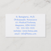 整形外科医の漫画のビジネスまたはアポイントメントカード 名刺 (裏面)