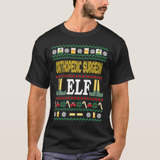 整形外科小妖精や小人クリスマス Tシャツ (正面)