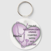 整形外科用ナースパープルハートキーチェーン キーホルダー (正面)