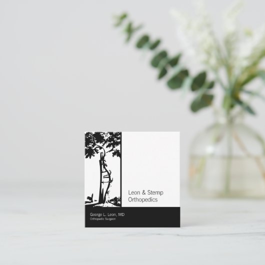 整形外科用曲がった木の記号 スクエア名刺 (スタンド正面)