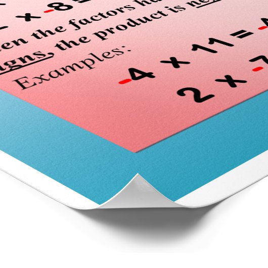 整数符号付き数値演算ポスター ポスター (角)