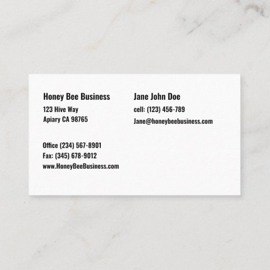 整頓された先端及び蜜蜂 名刺 (裏面)
