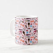 整髪キットの継ぎ目無し模様 コーヒーマグカップ (正面左)