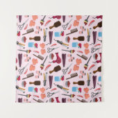 整髪キットの継ぎ目無し模様 タペストリー (正面(横))