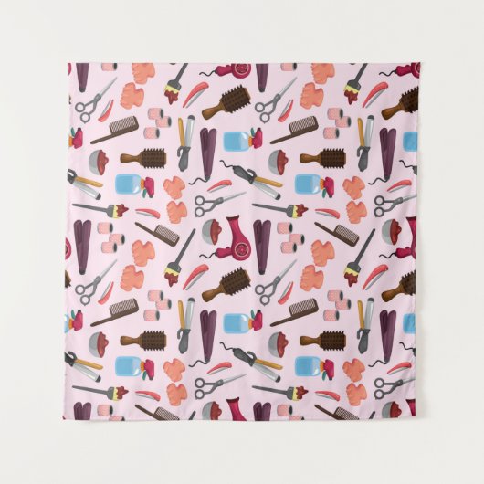 整髪キットの継ぎ目無し模様 タペストリー (正面(横))