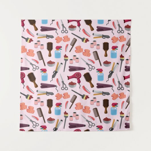 整髪キットの継ぎ目無し模様 タペストリー (正面)