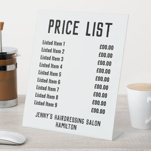 整髪サロン価格表 台座サイン (インサイチュ)