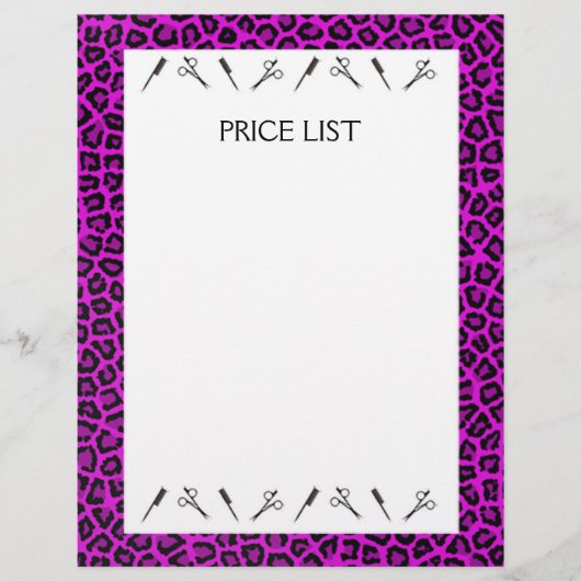 整髪料の価格表サロン チラシ (正面)