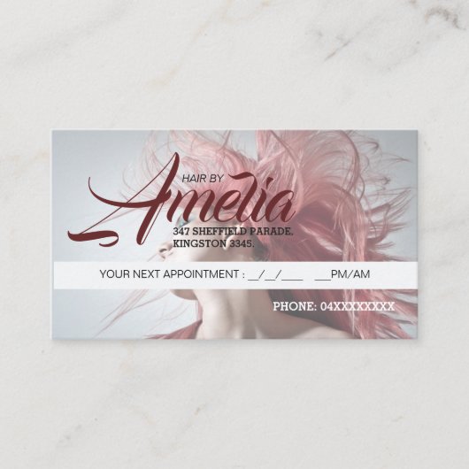 整髪用アポイントメントカードピンクヘア 予約カード (正面)