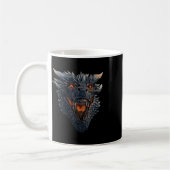 敵に火を吹きかけようとするドラゴンの頭 コーヒーマグカップ (左)