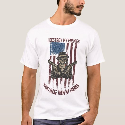 敵を味方に付けると敵を倒す Tシャツ (正面)