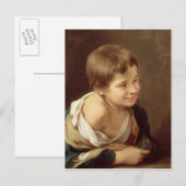 敷居に寄り掛かる農夫の少年, 1670年–80 ポストカード (正面/裏面)