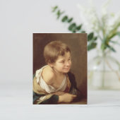 敷居に寄り掛かる農夫の少年, 1670年–80 ポストカード (スタンド正面)