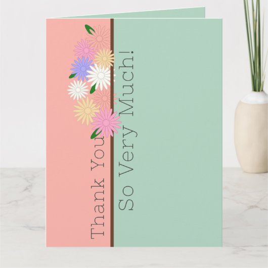 敷居のデイジーのカラフル美しい配置 サンキューカード (正面)