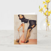 敷物の下を掃け、申し訳ない、ヴィンテージピンナップ カード (黄色い花)