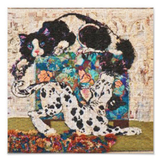 敷物焼け付きチェイス犬と猫 フォトプリント           