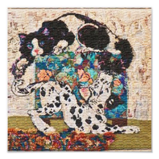 敷物焼け付きチェイス犬と猫 フォトプリント            (正面)