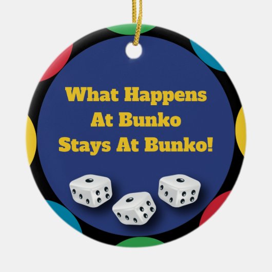 文おもしろい子サイコロゲームホリデーギフト セラミックオーナメント (正面)