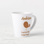 文のある美し前向きい鳥 カフェラテマグ (右アングル)