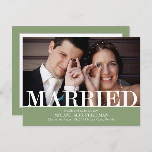 文はっきりした字結婚発表 案内ポストカード (正面/裏面)