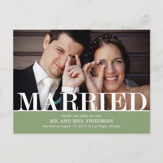 文はっきりした字結婚発表 案内ポストカード (正面)