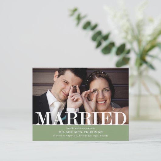 文はっきりした字結婚発表 案内ポストカード (スタンド正面)