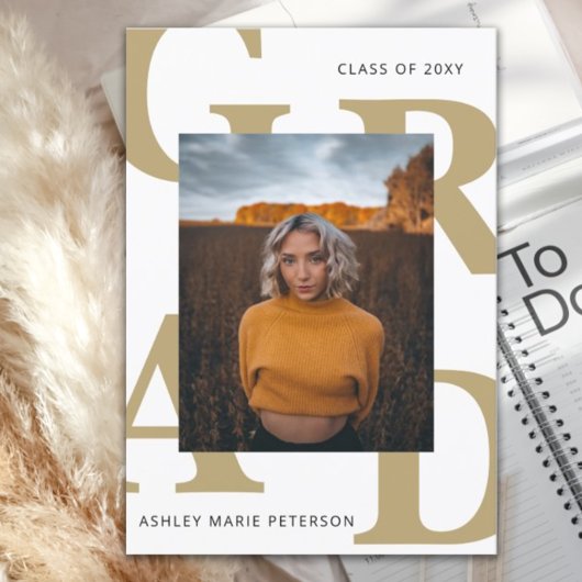 文はっきりした字Classy写真卒業招待状 招待状