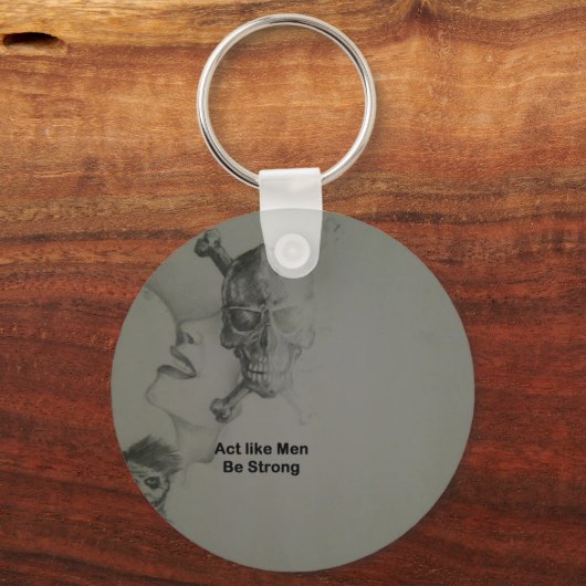 文はっきりした言:男らしく振る舞う キーホルダー (正面)