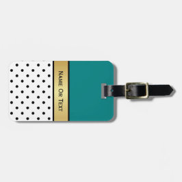 文をスタイリッシュティール（緑がかった色）、金ゴールド・リボンで作成する ラゲッジタグ