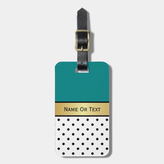 文をスタイリッシュティール（緑がかった色）、金ゴールド・リボンで作成する ラゲッジタグ (正面縦)