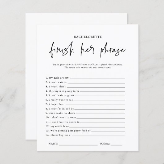 文を完成させる |バチェロレッテゲーム (正面/裏面)