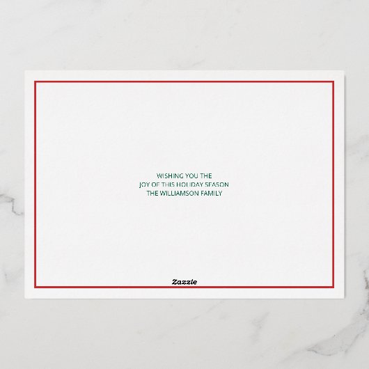 文カラフル字4写真シック平和ラブジョイ金ゴールド 箔シーズンカード (裏面)