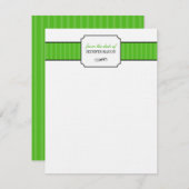 文クラシック具のストライプ机からの緑の 招待状 (正面/裏面)