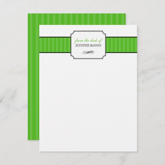 文クラシック具のストライプ机からの緑の 招待状 (正面/裏面)